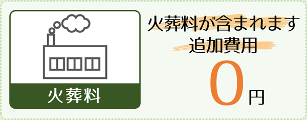 火葬料:火葬料が含まれます追加費用0円